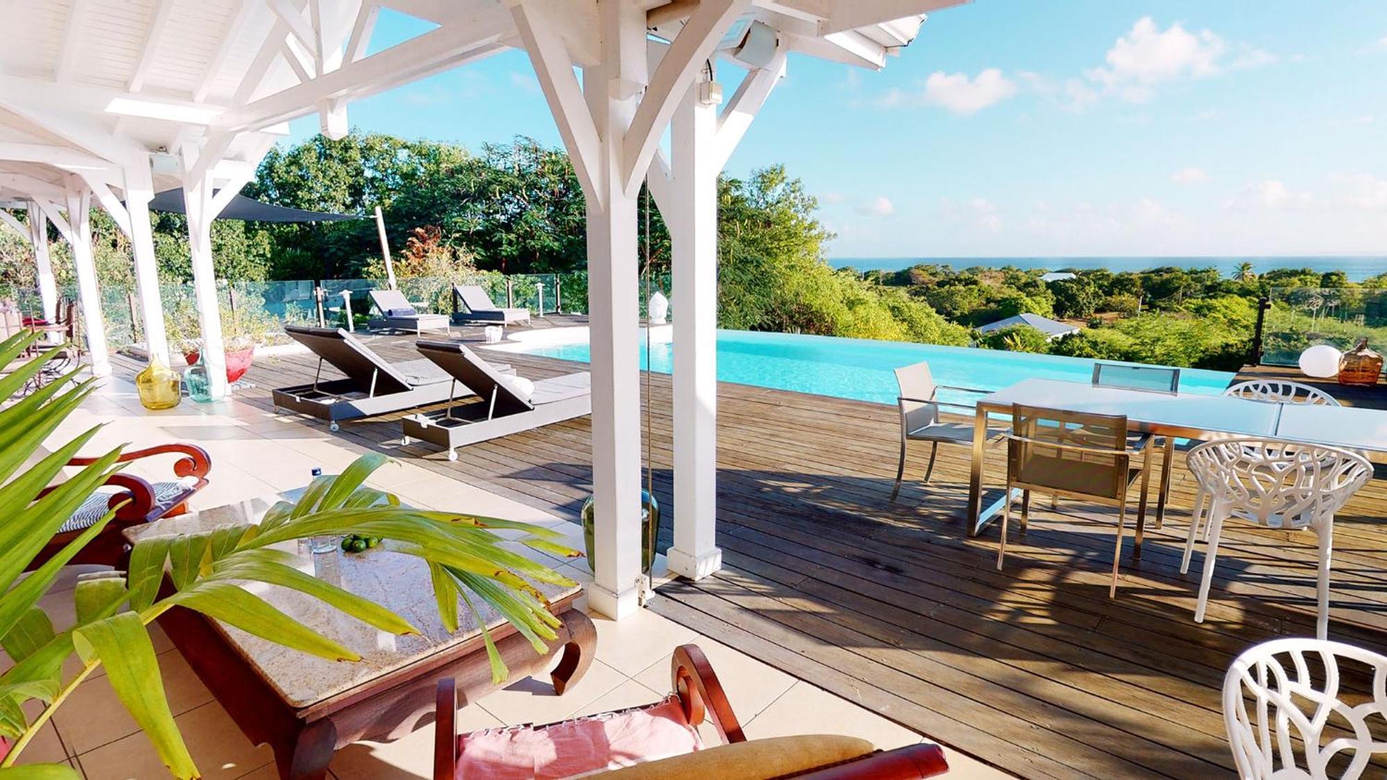Villa Deluxe L'Hacienda Villa Vue Mer 180 Piscine Jacuzzi Proche Plage Marina Golf Pointe Des Chateaux Et Casino Jardin Clos Voyage Durable سانت فرانسوا الغرفة الصورة